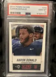 2014 PANINI SCORE #332 AARON DONALD LA RAMS ROOKIE RC PSA 10 GEM MINT BUNDLE