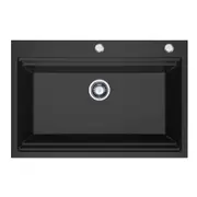 HIGOLD Single Bowl Workstation Kitchen Sink with Steps - Granite Composite - 840mm - Black