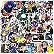 50 Packs Coraline & The Secret Door Stickers Water Bottles Laptop Phone Motorcycle Computer Guitar Skateboard Hydroflasks Vinyl Sticker Waterproof Aesthetic Trendy Decals for Teens Girls Adults