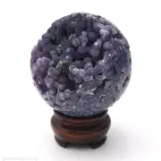Sphere 69mm Grape Agate 370g Gemstone Crystal Ball Natural Mineral Inc Stand