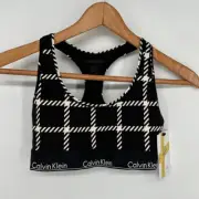 Calvin Klein Bralette Womens Medium Black Modern Cotton Unlined Racerback
