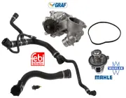 OEM Water Pump Thermostat Upper Lower Hose Temperature Sensor 5pc for BMW X5 V8 (for: BMW)