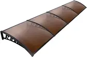 Instahut Window Awning Brown PC Panel with Black Bracket Outdoor Door Canopy Sun Shade Shelter, Patio Terrace Garden Baconly Porch Shield Rain Snow Eaves Cover Protector, 1mx4m DIY