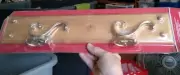 Solid oak plaque - 2 brass finished hooks for hanging -24"