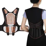 Corrector Tourmaline Self Heating Back Support,Magnets Therapy Vest Shoulder Lumbar Brace,Black-Large,Black-Large