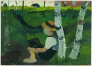 Becker - Knabe am Weg Giclee Fine Art Print on Canvas Wall Decor Printing 36"