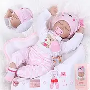 RUNGQIANY 22 inches 55 cm Realistic Reborn Doll Full Body Silicone Girl 22inch Lifelike Baby Doll Silicone Vinyl Toy Birthday Gift Reborn Toddler Dolls Newborn Reborn Babies Toys Xmas Gift (22 inch)
