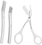 OSOLADY Professional Eyebrow Grooming Kit 3 Pack Eyebrow Trimmer Scissor Razor Set