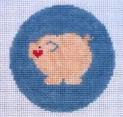 Pig Christmas Ornament Hand Painted Needlepoint Canvas