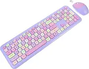 jojofuny 1 Set Keyboard Mouse Set Colorful Keyboard Computer Mice Mouse for Computer Keyboard and Mouse Computer Keyboard Mouse for Laptop Keyboard for Laptop Abs Violet