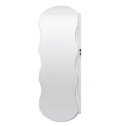 Wall Mirror Cabinet LED Lighted Jewelry Box Cosmetic Beauty Makeup Storage Armoire Lockable Case Organiser Vanity Hanging Shaving Dressing 44x10x106cm