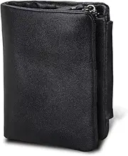 [SKUZA] Wallet,Card Bag,Blocking Men Short Wallet Card Holder Zipper Coin Pocket Male Purse Genuine Leather Wallets Money Bag for Father (Color : Brown) (Black) (Color : Black)