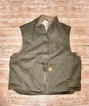 Vintage NEW DEADSTOCK Carhartt Vest Mens XXL V33 MOS Green Sherpa Lined