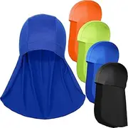 [Syhood] 4 Pack Hard Hat Liner with Sun Shade Skull Cap Liner Sweat Wicking Cap with Tail
