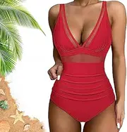 [Generic] Mesh Tummy Control Swimsuit Women Sexy Mesh Tummy Control Swimsuit Womens Bathing Suits Tummy Control