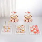 5 Piece Cake Stand Set with 2xLarge 3-Tier Cupcake Stands 3X Appetizer Trays ...