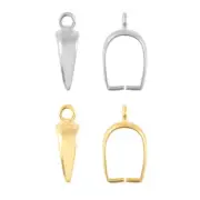 Sterling Silver Pinch Bails with Ring Loop Size 10mm & 15mm * All Platings