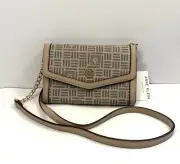 Anne Klein Beige Tile Logo Sesame Wallet on A Chain Crossbody w/Pockets NWT