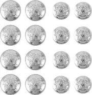 16 PCS Metal Blazer Button Set, 2 Sizes Silver Buttons for one size, silver