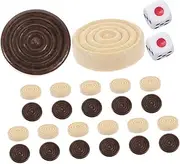 ZUNOXAZ 1set Round Checkers Game Set Wooden Chess Accessories for Family Nights Classroom Activities Travel Cognitive Development Strategy Enhancement Natural Design