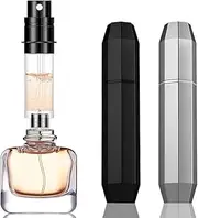DIOHIO 5ml Perfume Atomizer Travel Refillable,Mini Cologne Dispenser, Bottom-Filling Fragrances Perfumes Bottle,Portable Sprayer Pocket Size for Women Men Cruise Car Trip Gift (Black-Grey)