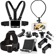 Yoogeer 4in1 VLOG/POV Cellphone Chest+ Head +Neck Mount Strap +Phone Desk Stand Holder for Gopro Hero/iPhone 13 12 11 Pro Max Mini XR XS X 8 7 6 Plus/Samsung S21 S20 S10 Note 20 Xiaomi VIVO OPPO Phone