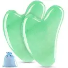 2Pack Gua Sha Massage Tool Natural Jade Stone Facial Tool Face Scraping Massager