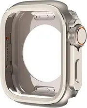 UMCNVV Metal Bumper Case for Apple Watch Series 10 46mm Protector Frame Cover for IWatch 10 46MM Change to Ultra 2 49mm Alloy Watch Case(Titanium Color)