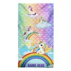 150 x 75 cm Personalised Unicorn Rainbow Scales Beach Towel Holiday Pool