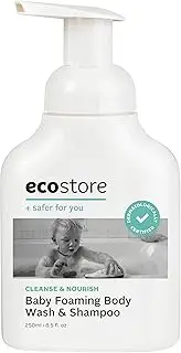 Ecostore Baby Foaming Body Wash & Shampoo 250Ml, For Sensitive Skin, Plant-Based Ingredients, Gentle Cleansing, Dermatologically Certified, Made In New Zealand, Enviromentally Friendly