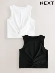 Black/White Wrap Front Rib Vests 2 Pack (3-16yrs) (F22994) | $18 - $25