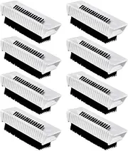 Milkary 8Pcs Fingernail Brushes, Plastic Hand Scrub Brushes for Nail Cleaning, Soft Two-Sided Non Disposable Nail Scrubber Brush, Hands Nail Cleaning Brushes for Cleaning Nail and Toes White and Black
