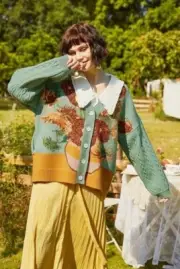 Van Gogh Sunflower Painting Loose Knit Cardigan