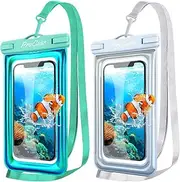 ProCase [Floatable] 2 Pack Floating Waterproof Phone Pouch Up to 7", IPX8 Underwater Phone Case Dry Bag for iPhone 16 15 14 13 12 11 Pro Max Xs Max XR X 8 7 Plus SE/Galaxy S24 S23 S22 -White/Green