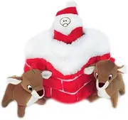 ZippyPaws Holiday Chimney Burrow Squeaky Plush Hide and Seek Dog Toy