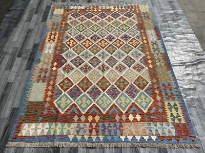Handmade Afghan Wool Rug , Kilim Rug , Bohemian Rug 293 CM x 214 CM.( KSM # 711)