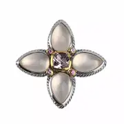 DAVID YURMAN GORGEOUS ST. SILVER & 18K GOLD TEARDROP QUARTZ AMETHYST PENDANT NEW