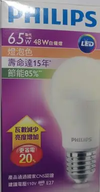 在飛比找Yahoo!奇摩拍賣優惠-【現貨附發票】PHILIPS 飛利浦 6.5W LED球型燈