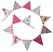 STELLA VINTAGE COTTON BUNTING PARTY DECOR FLAGS PENNANT BANNER - 12 Flags **NEW*