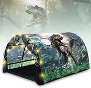 Wowangce Dinosaur Bed Tent for Kids Twin With Carry Bag, Foldable, String Lights for Girls Boys Bedroom Indoor Games