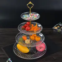 在飛比找樂天市場購物網優惠-透明三層水果盤壓克力兩層果盤ktv塑料多層蛋糕盤創意雙層果盤