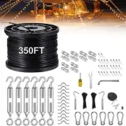 Upgraded Outdoor String Light Hanging Kit, 350ft Globe String Light Suspensio...