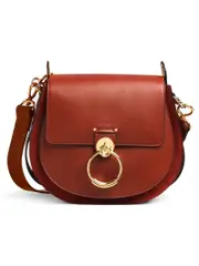 Chloé Large Tess in Shiny & Suede Calfskin Sepia Brown