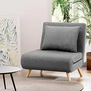 Artiss Folding Sofa Bed,Linen Convertible Sofas Chair with Pillow,Single Fold Out Recliner Couch Lounge for Living Room Bedroom, Futon Pull Out Sleeper Sofabed with Sturdy Metal Frame Home Office