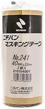 Nichiban Masking Tape, 3 Rolls, 1.6 inches (40 mm) x 6.1 ft (18 m), 241-40
