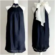 3.1 Phillip Lim Silk Dress Swarovski Crystals Party Chiffon Bow Tie US 2 NWT