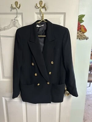 Liz Claiborne 90s Skirt 2/4 Small P Black Gold Nautical Button Blazer Jacket Set