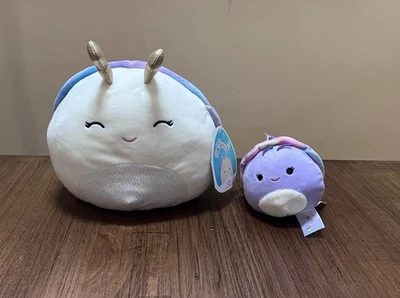 NWT Squishmallow 7.5” Elysa White Tie Dye Shell Snail Plush New Clip Swerl Set
