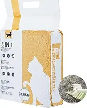 Tofu Cat Litter Clumping, 5 in 1 Mixed Cat Litter, Ultra Absorbent, Fast Clumping, Excellent Odour Control, Low Trace Formation, Flushable with Water, Dust-Free