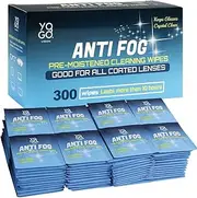 Anti Fog Wipes for Glasses Pre Moistened Cleaner Lens Wipes for Screens, Binoculars, Face Sheilds, Ski Masks, Swim Goggles, Individual Wrapped Antifog for Eyeglass Cleaner (300 Pack)